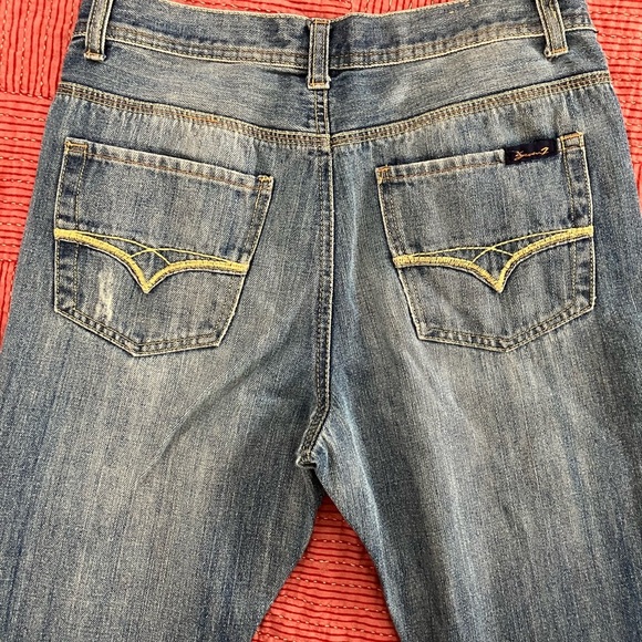 Seven7 Blue Denim Jeans waist 31” hem 31.25” W31L31 blue fade distressed pants - Picture 14 of 16